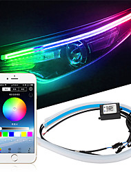 cheap -2pcs 60cm Car LED RGB Colorful Hood Light Strip Universal Daytime Running Light 45cm Headlight APP Remote Control Decorative Lamp Bar