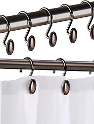 cheap -12Pcs Metal Shower Curtain Hooks Oil-Rubbed Bronze Rustproof Decorative Shower Curtain Rings for Bathroom Curtain Hooks for Shower Liner