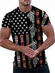 cheap -Men&#039;s Unisex T shirt 3D Print Tribal Graphic Prints Star Crew Neck Street Daily Print Short Sleeve Tops Casual Designer Big and Tall Sports Black
