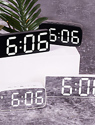 cheap -Creative Mirror Acrylic Alarm Clock Multi-function LED Clock Makeup Mirror Alarm Clock Battery Plug-in Dual-use Alarm Clock Student Desktop Bedroom Bedside Digital Alarm Clock