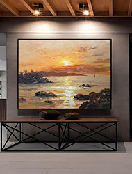 cheap -Handmade Oil Painting CanvasWall Art Decoration Abstract Knife Painting Landscape Yellow  For Home Decor Rolled Frameless Unstretched Painting
