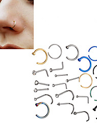 cheap -Nose Ring / Nose Stud / Nose Piercing European Men&#039;s Body Jewelry For Party Evening Gift Stainless Steel + A Grade ABS Rainbow 22-Piece / Women&#039;s