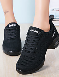 cheap -Women&#039;s Dance Sneakers Performance Practice Professional Sneaker Mesh Thick Heel Round Toe White Black Lace-up Teenager Adults&#039; / Girls&#039;