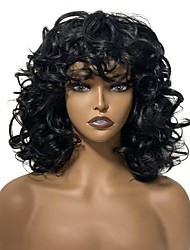 cheap -Short Curly Afro Wig for Black Women Kinky Curly Wavy with Bangs Big Bouncy Afro Black Wigs Synthetic Hair Fashion Natural Looking