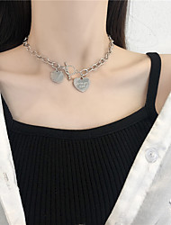 cheap -Pendant Necklace Women&#039;s Layered Silver 42 cm Necklace Jewelry 1pc for Daily Heart Shape