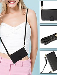 cheap -Phone Case For Samsung Galaxy Handbag Purse Wallet Card A33 S21 S20 Ultra Plus FE A52 Zipper Shockproof with Adjustable  Neck Strap Solid Colored PU Leather