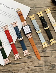 cheap -1pc Smart Watch Band Compatible with Apple iWatch 38/40/41mm 42/44/45mm PU Leather Beaded Luxury Classic Clasp Stainless Steel Buckle Leather Loop Jewelry Bracelet for iWatch Smartwatch Strap
