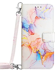 cheap -Phone Case For Samsung Galaxy Handbag Purse Wallet Card A73 A53 A33 S22 Ultra Plus S21 FE S20 with Wrist Strap Card Holder Slots Magnetic Flip Marble PU Leather