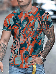 cheap -Men&#039;s Unisex T shirt 3D Print Abstract Graphic Prints Oil Painting Crew Neck Street Daily Print Short Sleeve Tops Casual Designer Big and Tall Sports Blue