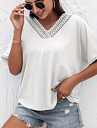 cheap -foreign trade european and american women&#039;s clothing summer new sexy hollow stitching v-neck loose knitted sweater short-sleeved t-shirt ladies