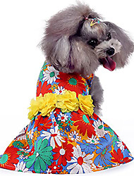 cheap -Dog Dresses for Small Dogs - Colorful Flower Print Small Dog Dress Puppy Dress Dog Apparel Summer Dog Cloth for Small Dog Girls (M(8.8-11.2lbs))