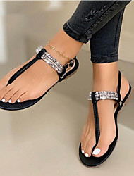 cheap -Women&#039;s Sandals Flat Heel PU Leather Buckle Fall Summer Solid Colored White Black Gold
