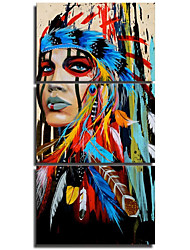 cheap -3 Pieces Native American Canvas Painting for Living Room Indian Girl Warrior Feathered Women Chief Wall Art Picrure Fighting Buffalo Print Poster Artwork