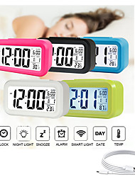 cheap -Smart Clock LED Electronic Digital Alarm Clock Recharging Desktop Clock Temperature Lazy Snooze Alarm Mute Backlit Electronic Clock Digital Clock