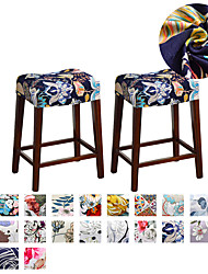 cheap -Pack of 2 Pieces Elastic Rectangle Bar Stool Covers Stretch Vanity Stool Cover Floral Graphic Chair Seat Slipcovers Counter Stool Cover Saddle Seat Covers Washable