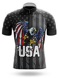 cheap -21Grams® Men&#039;s Short Sleeve Cycling Jersey American / USA Bike Top Mountain Bike MTB Road Bike Cycling Black Spandex Polyester Breathable Quick Dry Moisture Wicking Sports Clothing Apparel