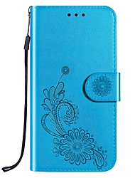 cheap -Phone Case For Samsung Galaxy Wallet Card A33 S22 Ultra Plus S21 FE S20 A72 A52 A42 with Wrist Strap Card Holder Slots Magnetic Flip Solid Colored Flower PU Leather