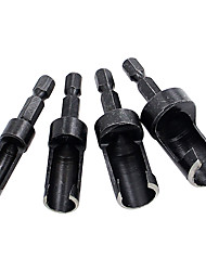 cheap -4pcs Quick Shank 1/4&#039;&#039; Shank Black Carpentry Wood Plug Cutter Straight Tapered Claw Type Drill Bit Set 6mm 10mm 13mm 16mm Drill