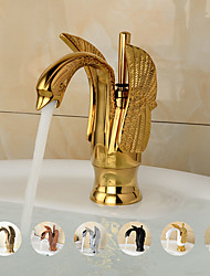 cheap -Bathroom Sink Faucet,Swan Shape Classic Antique Brass Single Handle One Hole Bath Taps