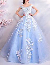 cheap -angel&#039;s wedding dress super fairy blue flower bride wedding toast dress art test wedding evening dress wholesale 176