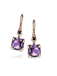 cheap -May polly New love shaped European and American 14K Rose gold-plated Amethyst Earrings