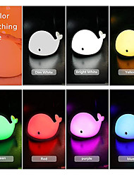 cheap -Cute Whale Night Light Touch Color Changing Atmosphere Night Lamp Bedroom Home Decoration Kids Birthday Gift USB Rechargeable