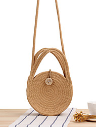cheap -Women&#039;s Crossbody Bag Top Handle Bag Straw Bag Straw Solid Color Daily Outdoor Camel Beige