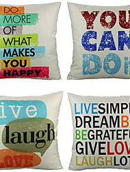 cheap -Slogan Double Side Cushion Cover 4PC/set Soft Decorative Square Throw Pillow Cover Cushion Case Pillowcase for Sofa Bedroom Superior Quality Machine Washable