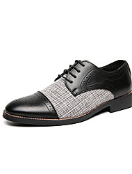 cheap -Men&#039;s Oxfords Formal Shoes Brogue Business Casual Daily Party &amp; Evening Walking Shoes PU Black Brown Color Block Spring Summer