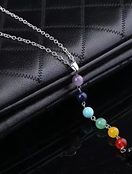 cheap -Natural Gem Stone 7 Beads Chakra Reiki Healing Point Natural Stone Pendant Necklace For Women Men Yoga Necklace
