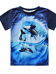 cheap -Kids Boys T shirt Short Sleeve 3D Print Animal Crewneck Blue Children Tops Spring Summer Active Fashion Daily Daily Outdoor Regular Fit 3-12 Years