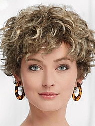 cheap -Synthetic Wig Curly With Bangs Machine Made Wig Short A1 Synthetic Hair Women&#039;s Soft Party Easy to Carry Brown / Daily Wear / Party / Evening / Daily