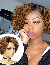 cheap -Short Curly Wigs Pixie Cut Human Hair Wig For Women #1B Brown Malaysian Remy Hair High Density Glueless Side Part Human Wig