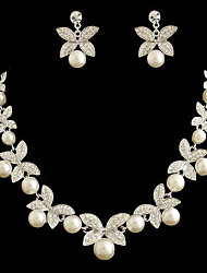 cheap -bridal jewelry wholesale necklace two piece set butterfly diamond pearl wedding accessories jewelry set