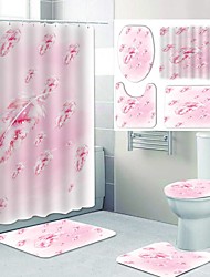 cheap -Feather Pattern Printing Bathroom Shower Curtain Leisure Toilet Four-Piece Design