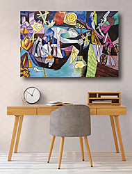 cheap -Oil Painting Hand Painted Horizontal Abstract People Contemporary Modern Stretched Canvas