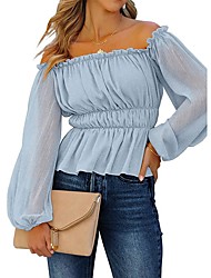 cheap -cross-border european and american foreign trade women&#039;s clothing 2022 amazon summer new one-shoulder long-sleeved sexy casual off-the-shoulder shirt