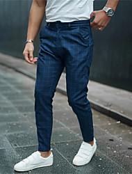 cheap -Men&#039;s Classic Style Fashion Chinos Pocket Full Length Pants Casual Daily Plaid Comfort Breathable Mid Waist Blue L XL XXL 3XL 4XL