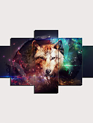 cheap -5 Panels Wall Art Canvas Prints Posters Painting Animals Wolf Modern Traditional Artwork Picture Home Decoration Décor Rolled Canvas No Frame Unframed Unstretched