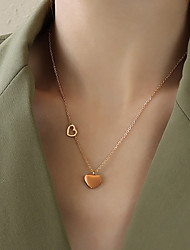cheap -Pendant Necklace Chain Necklace Necklace Women&#039;s Geometrical Heart Artistic Simple Fashion Vintage Sweet Silver Gold 50 cm Necklace Jewelry 1pc for Street Daily Holiday Festival Heart Shape