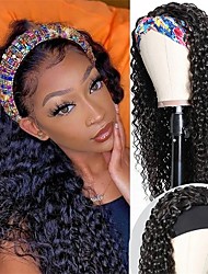 cheap -Brazilian Curly Hair Headband Wig Glueless Remy Human Hair Wigs for Black Women Full Machine Made Wig Deep Curly Hair