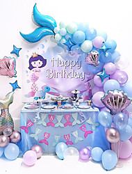 cheap -Mermaid Balloons  Party Decorations Mermaid Tail Balloons Giant Bobo Balloons Pink Blue Purple Balloons Silver Balloons Balloon Arch Kit for Mermaid Birthday Party