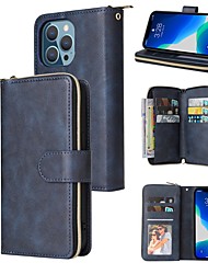 cheap -Phone Case For Apple Wallet Card iPhone 13 Pro Max 12 11 SE 2022 X XR XS Max 8 7 Wallet with Stand Zipper Solid Colored PU Leather