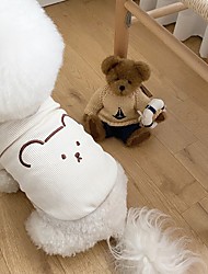 cheap -Dog Cat Shirt / T-Shirt Bear Fashion Cute Holiday Casual / Daily Dog Clothes Puppy Clothes Dog Outfits Soft White Brown Costume for Girl and Boy Dog Cloth XS S M L XL 2XL