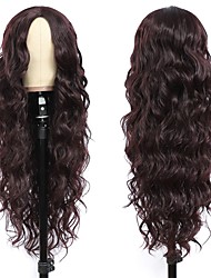 cheap -Long Wavy Wig Dark Wine Red 99j Synthetic Wigs for Black Women Long Synthetic NONE Lace Wigs 28inch Colored Hair Replacement Wavy Wigs