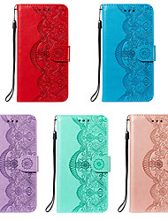 cheap -Phone Case For Apple Wallet Card iPhone 13 Pro Max 12 11 SE 2022 X XR XS Max 8 7 with Wrist Strap Card Holder Slots Magnetic Flip Solid Colored Flower PU Leather