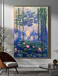 cheap -Handmade Oil Painting CanvasWall Art Decoration Abstract Knife Painting Landscape Lotusfor Home Decor Rolled Frameless Unstretched Painting