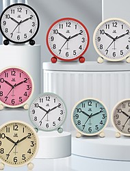 cheap -4-foot Round Alarm Clock Study Desktop Alarm Clock Pointer Quartz Clock Bedside Table Clock Mute Metal Desk Clock Student Dormitory Alarm Clock Study And Work Desktop Alarm Clock