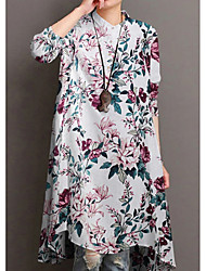 cheap -Women&#039;s A Line Dress Knee Length Dress Beige Long Sleeve Print Print Summer Crew Neck Elegant Casual 2022 S M L XL XXL 3XL
