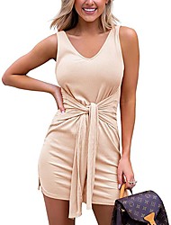 cheap -2022 cross-border europe and america amazon summer new women&#039;s sexy slim waist tie solid color short skirt dress